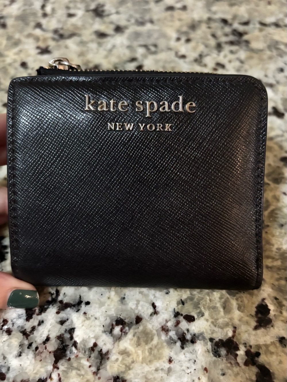 kate spade New York Black Saffiano Zip Around Wallet